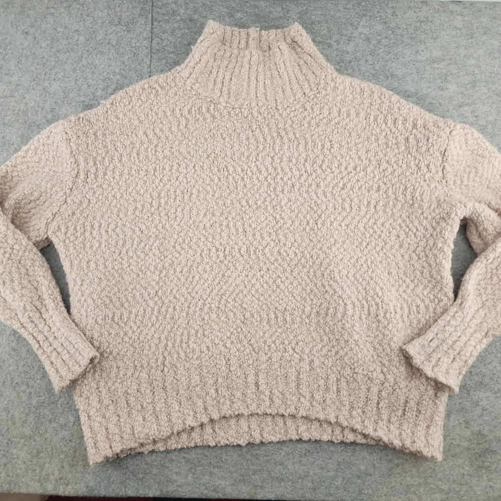 Cynthia‎ Rowley XL Pink Popcorn Knit Mock Neck Cozy Pullover Sweater Womens